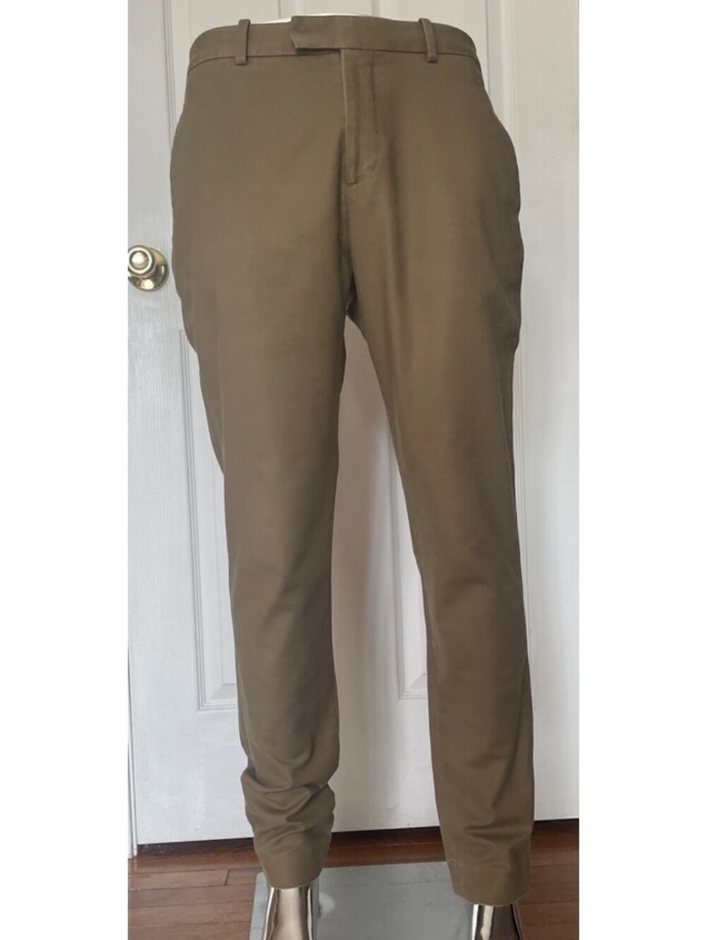H&M Slim Fit Flat Front No Cuff Dress Pants, Men's 34R - Light Brown
